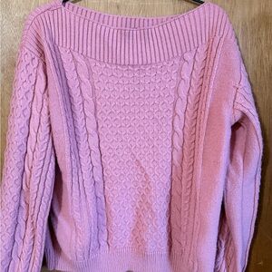 New York & Company Pink Cable Knit Sweater
